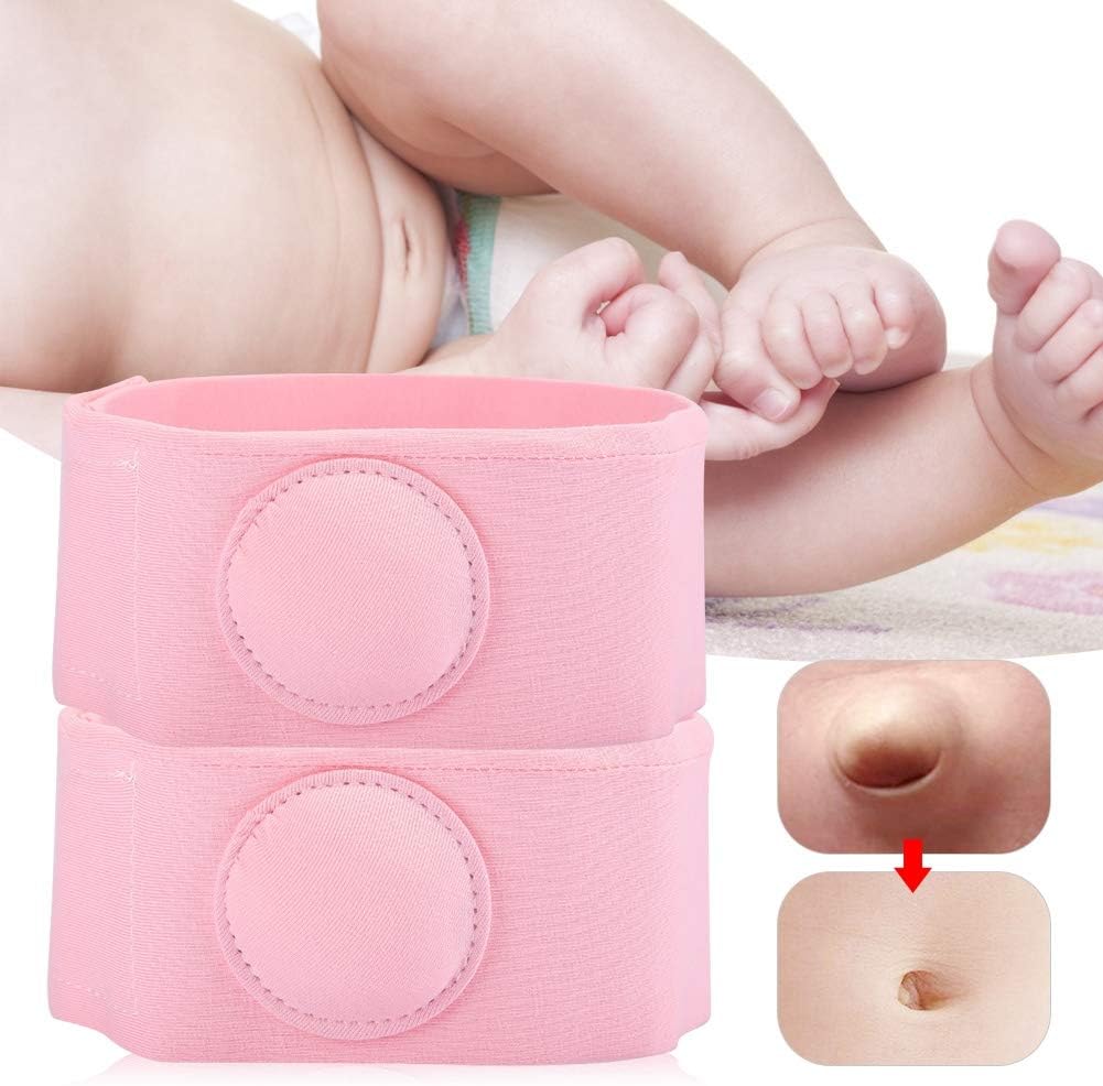 Wchiuoe Umbilical Hernia Belt, Baby Belly Button Band, 2pcs Children Infant Baby Umbilical Hernia Belt, Infant Abdominal Binder, Adjustable Baby Navel Truss Support Abdominal Belt (Pink) - Image 2
